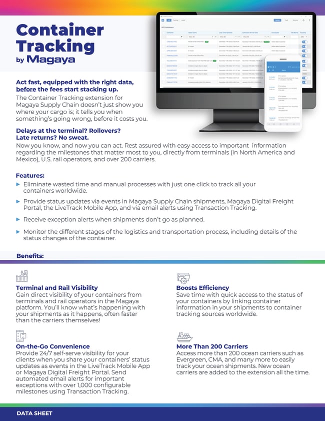 Container Tracking | Data Sheet | Cargo Container Tracking Software