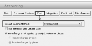 Average Cost Configuration